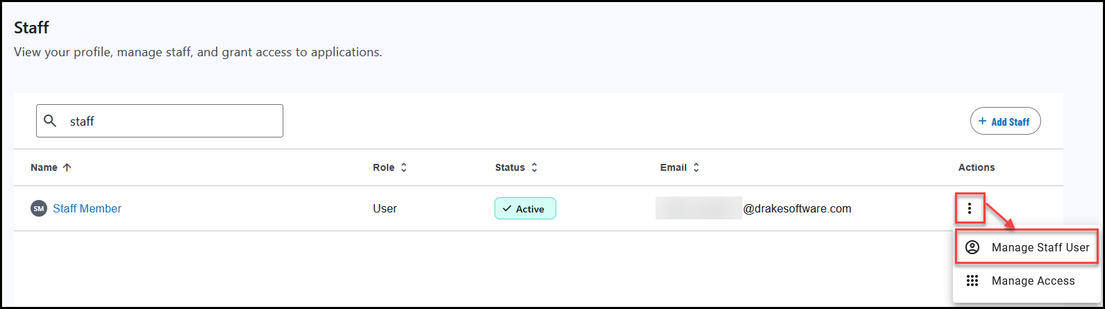 Manage Staff user
